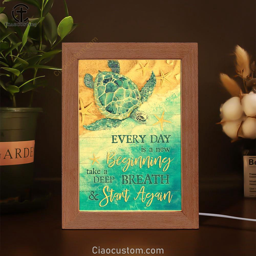 Ocean Painting Turtle Every Day Is A New Beginning Frame Lamp