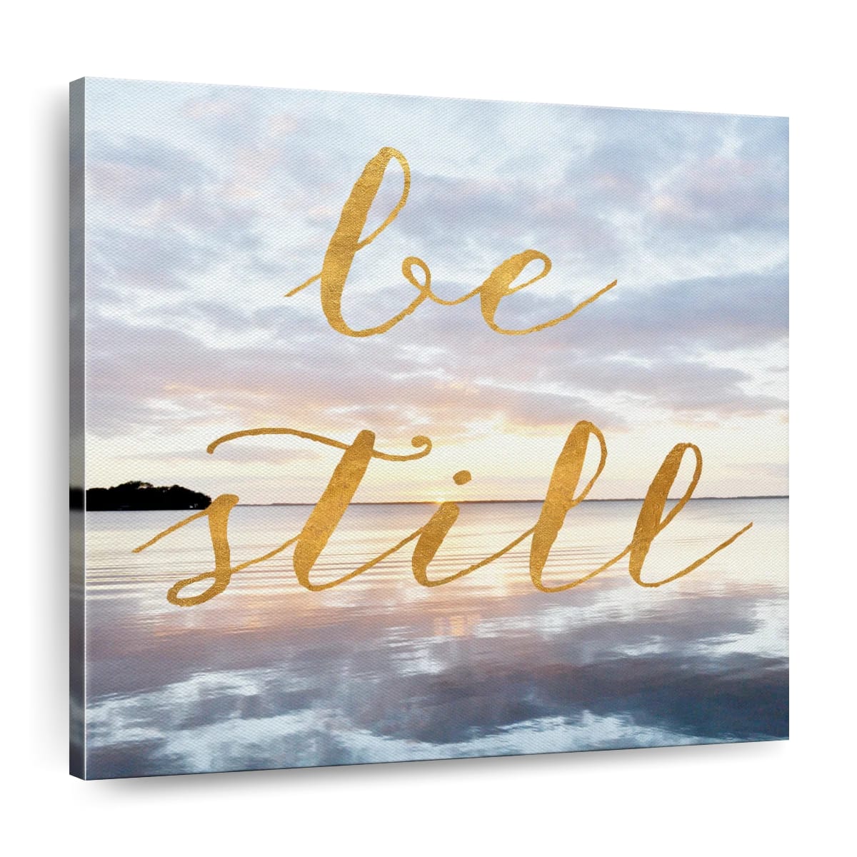 Oceanscape Be Still Square Canvas Art - Christian Wall Decor - Christian Wall Hanging
