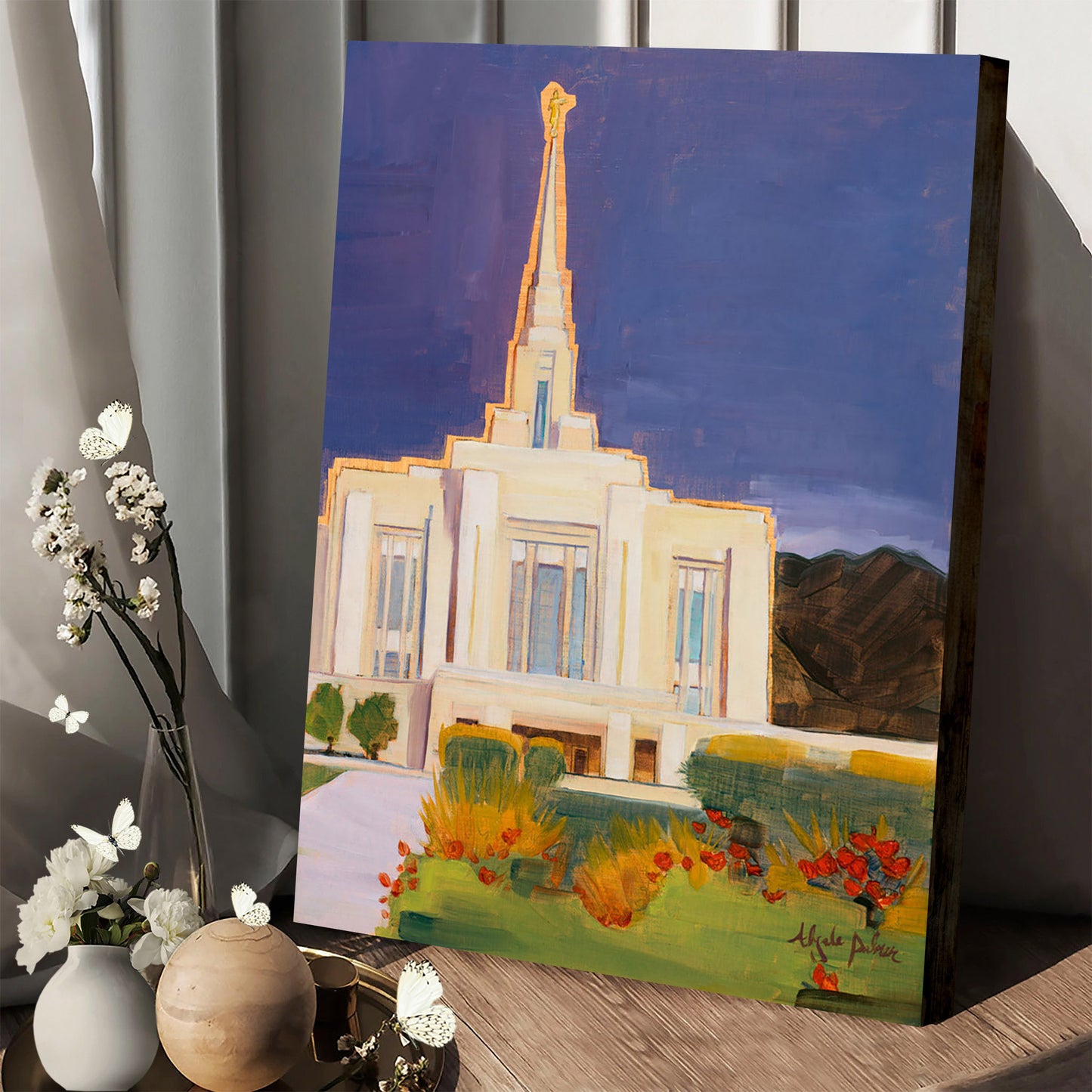 Ogden Temple Rock In The Storm Canvas Pictures - Jesus Canvas Art - Christian Wall Art