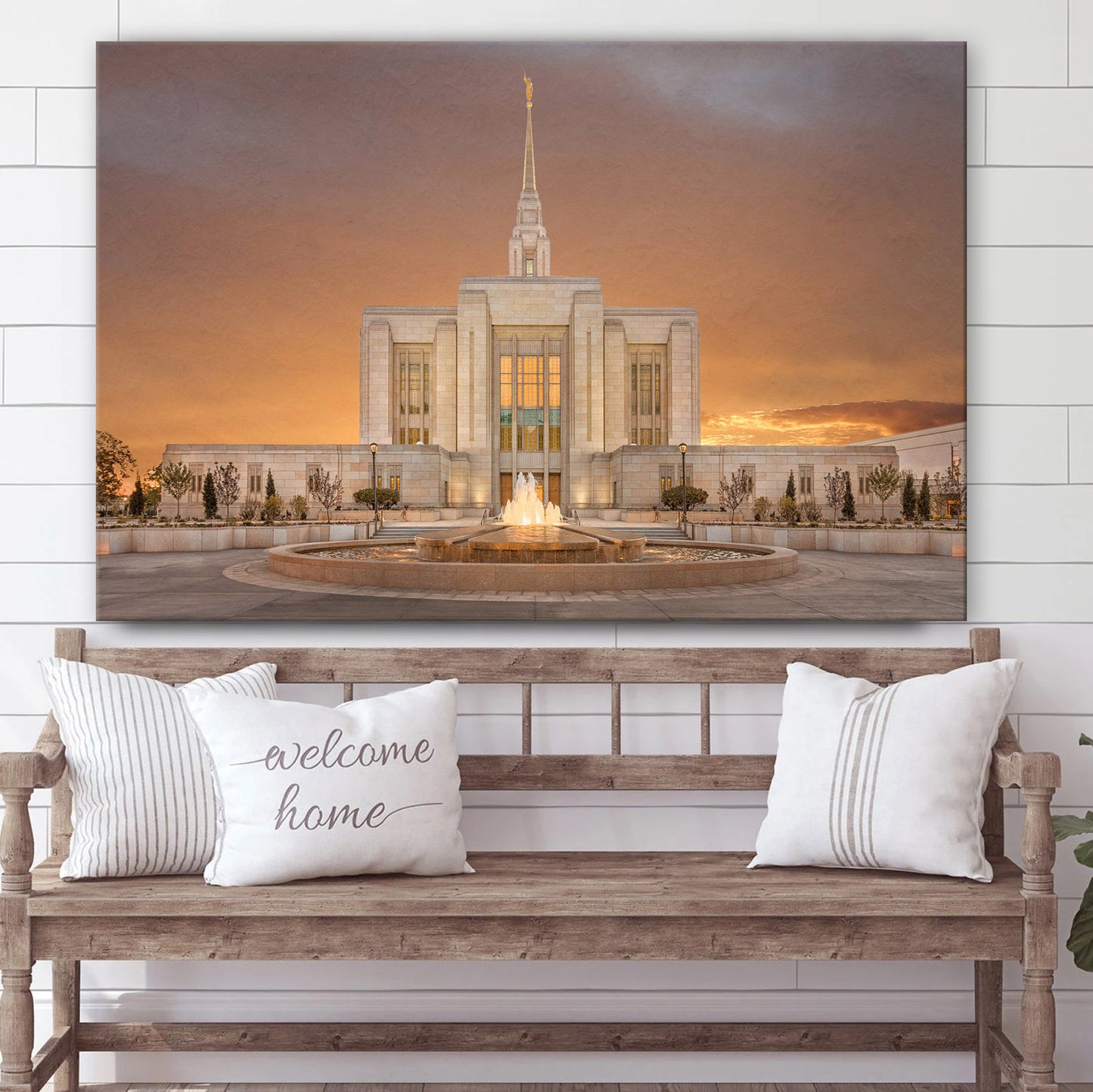 Ogden Temple Sunset Canvas Wall Art - Jesus Christ Picture - Canvas Christian Wall Art