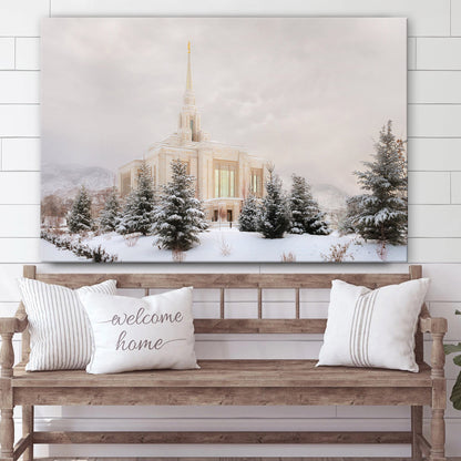Ogden Temple Winter Clouds Canvas Wall Art - Jesus Christ Picture - Canvas Christian Wall Art
