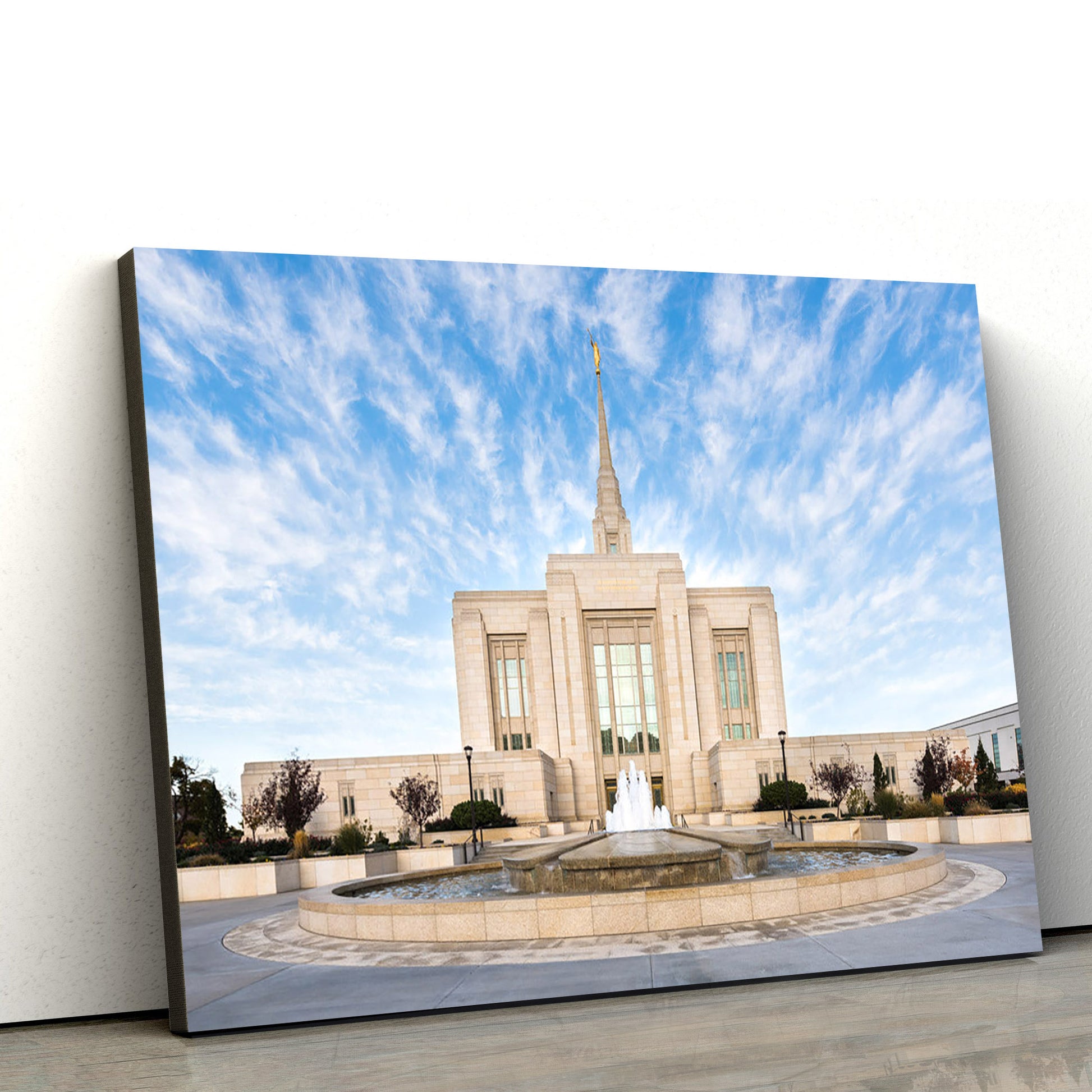 Ogden Utah Temple East Fountain Canvas Wall Art - Jesus Christ Picture - Canvas Christian Wall Art