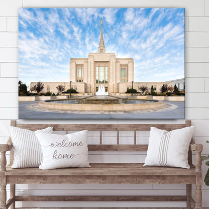 Ogden Utah Temple East Fountain Canvas Wall Art - Jesus Christ Picture - Canvas Christian Wall Art