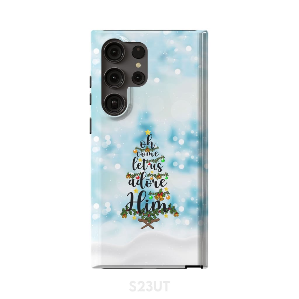Oh Come Let Us Adore Him Christmas Phone Case - Inspirational Bible Scripture iPhone Cases