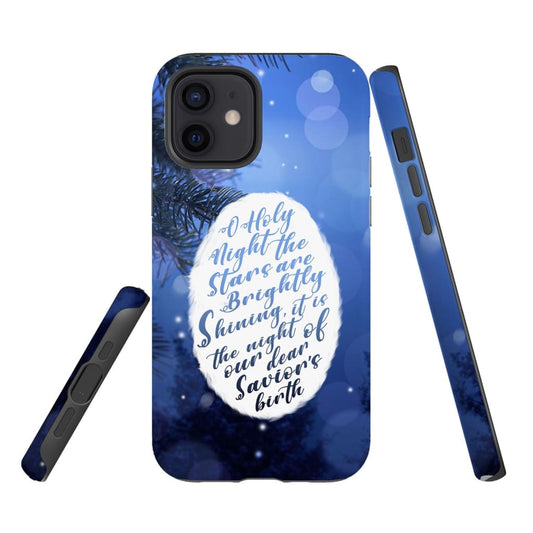 Oh Holy Night The Stars Are Brightly Shining - Christian Christmas Phone Case - Inspirational Bible Scripture iPhone Cases