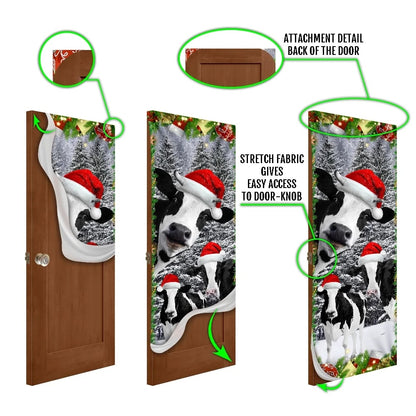 Oh Mooey Christmas Dairy Cattle Door Cover - Christmas Door Cover Decorations - Christmas Outdoor Decoration