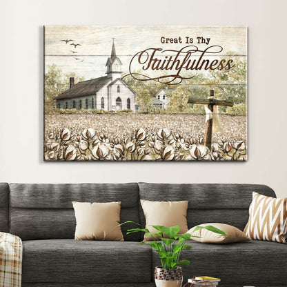 Old Country Church, Great Is Thy Faithfulness Wall Art Canvas Print, Christian Wall Decor - Religious Wall Decor