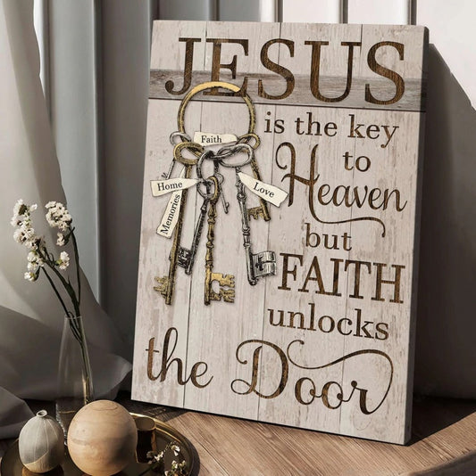 Old Keys Vintage Door Jesus Is The Key To Heaven Canvas Wall Art - Christian Wall Posters - Religious Wall Decor