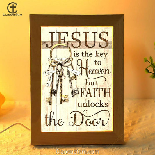 Old Keys, Vintage Door, Jesus Is The Key To Heaven Frame Lamp