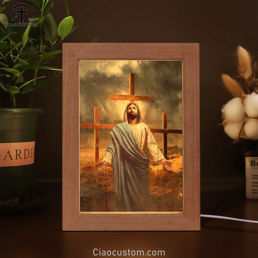 Old Rugged Cross, Jesus Painting, Black Cloud Frame Lamp