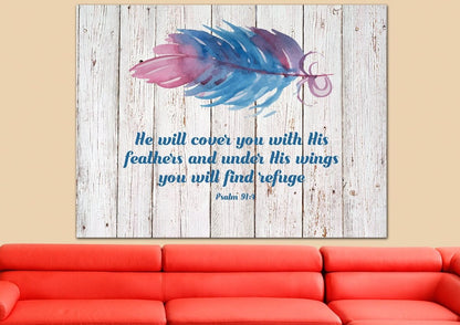 Old Rustic White Washed Psalm 914 - Christian Canvas Wall Art