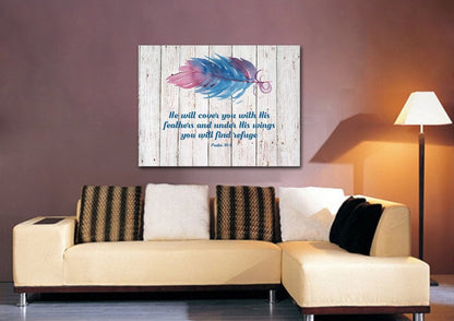 Old Rustic White Washed Psalm 914 - Christian Canvas Wall Art