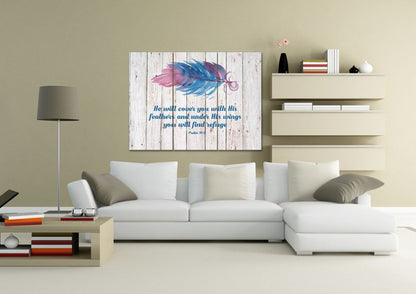 Old Rustic White Washed Psalm 914 - Christian Canvas Wall Art