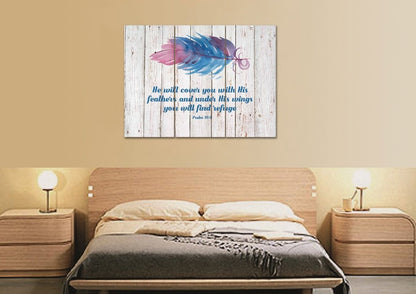 Old Rustic White Washed Psalm 914 - Christian Canvas Wall Art