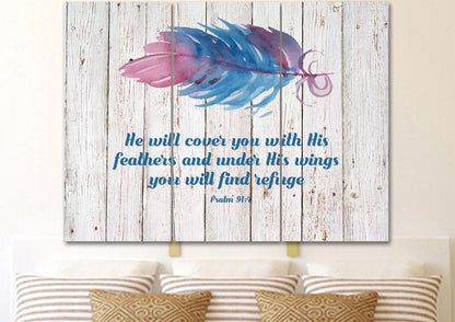 Old Rustic White Washed Psalm 914 - Christian Canvas Wall Art