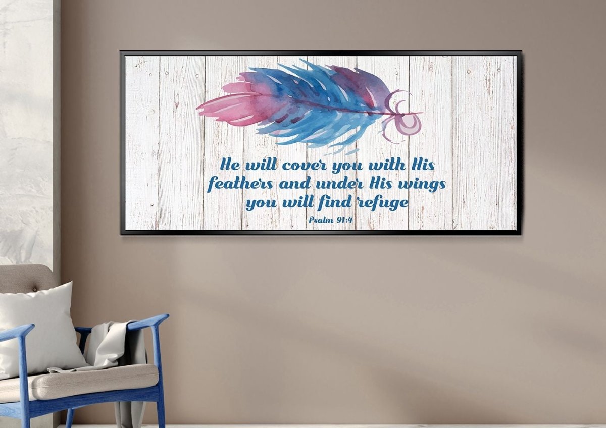 Old Rustic White Washed Psalm 914 - Christian Canvas Wall Art