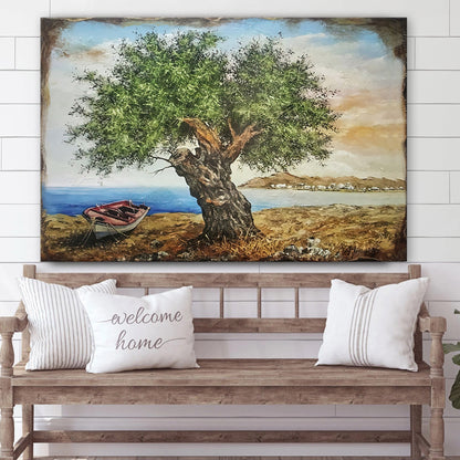 Olive Tree On Wood Painting Canvas Wall Art - Canvas Wall Decor - Home Decor Living Room