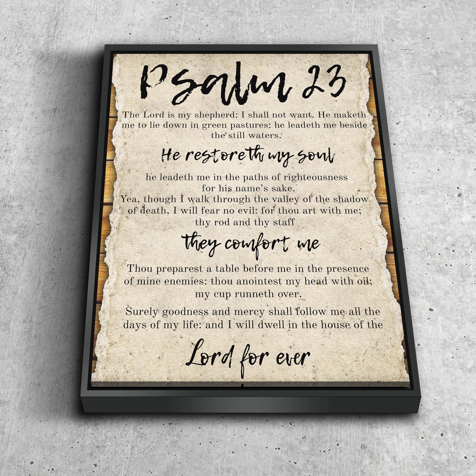 On A Scroll & Psalm 23 The Lord Is My Shepherd Canvas Wall Art