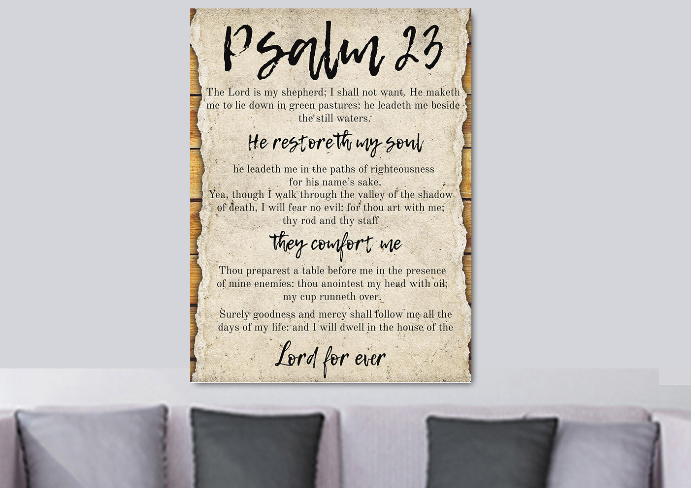 On A Scroll & Psalm 23 The Lord Is My Shepherd Canvas Wall Art