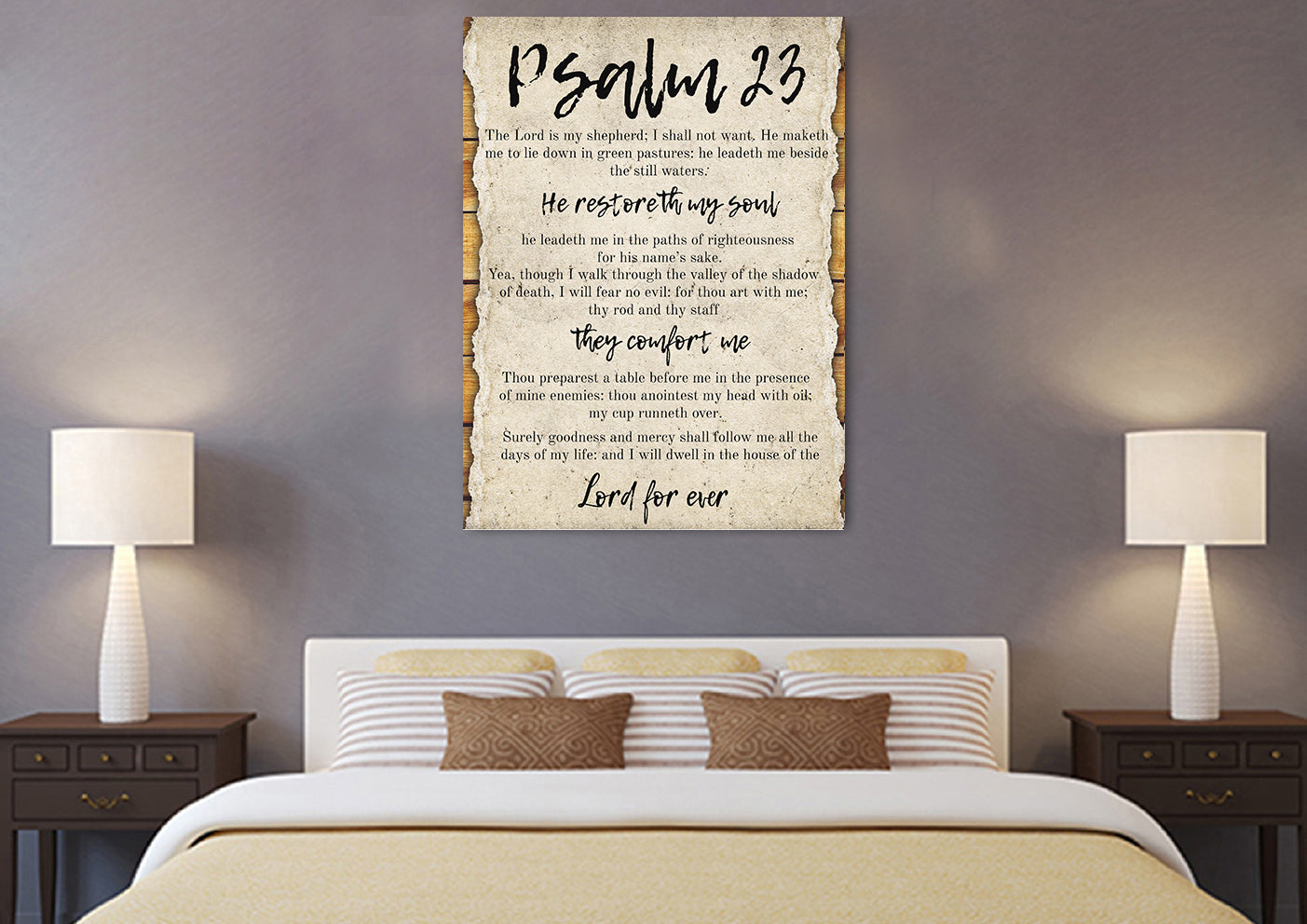 On A Scroll & Psalm 23 The Lord Is My Shepherd Canvas Wall Art