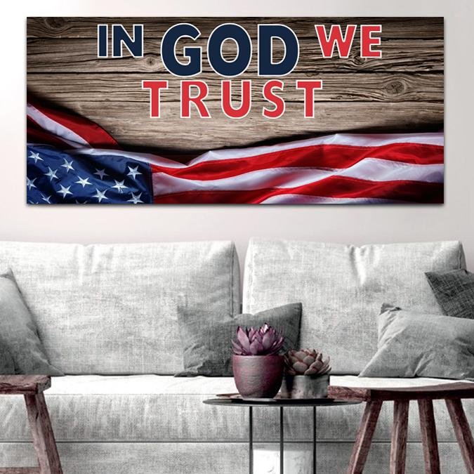 On Board American Flag Patriotic Wall Art - Christian Canvas Wall Art