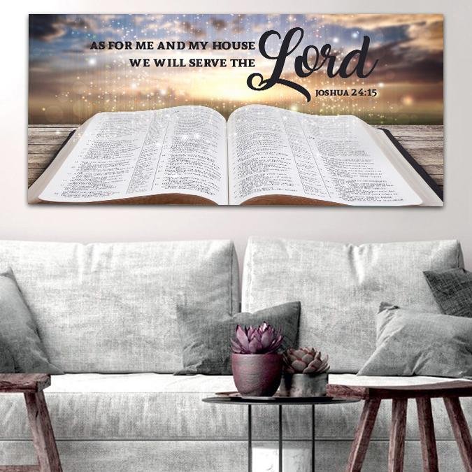 On The Bible As For Me And My House We Will Serve The Lord Wall Art - Christian Canvas Wall Art