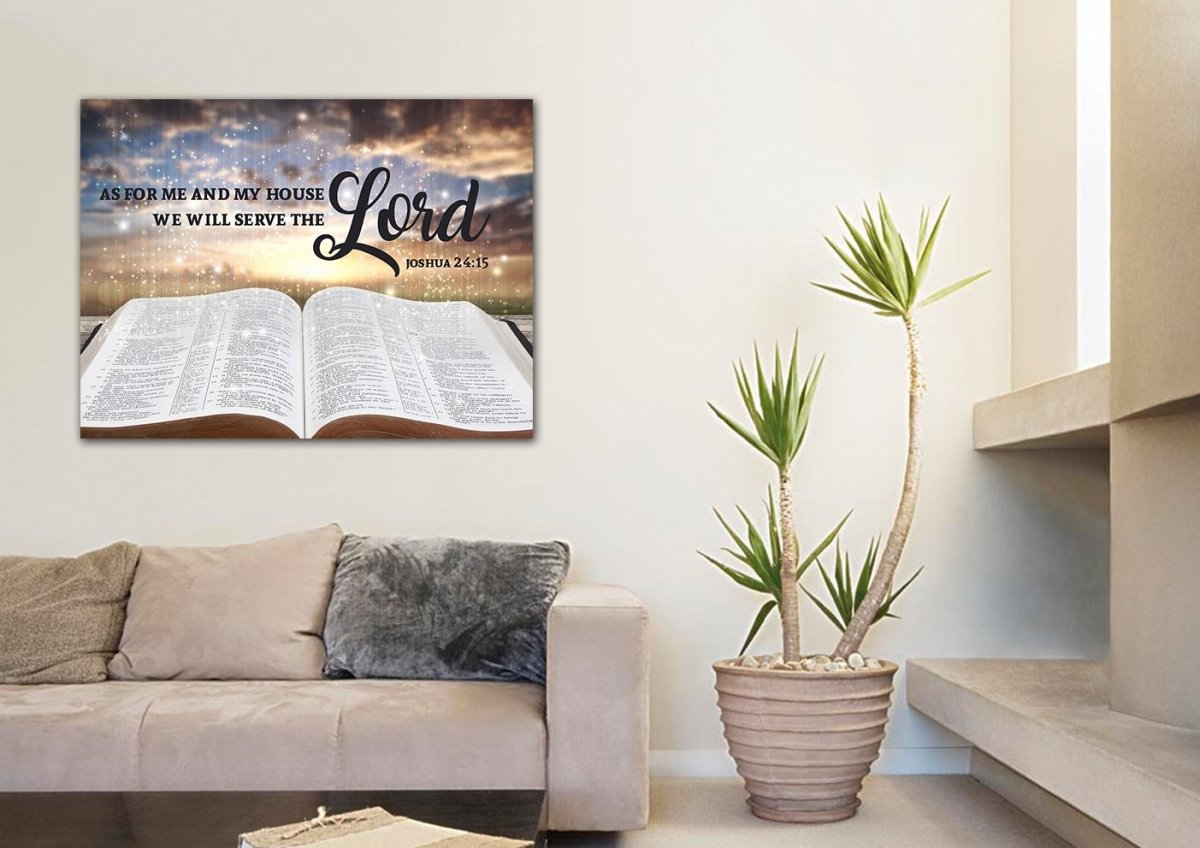 On The Bible As For Me And My House We Will Serve The Lord Wall Art - Christian Canvas Wall Art