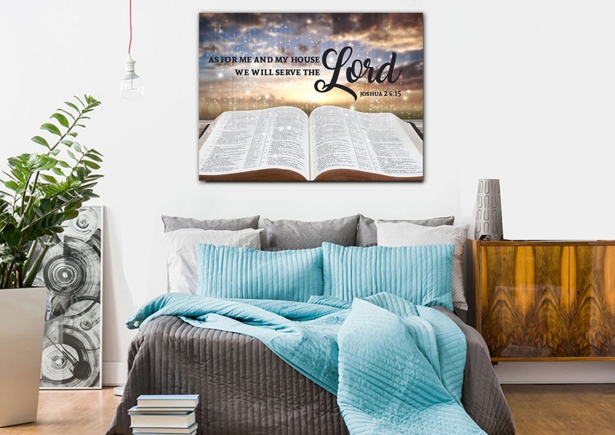 On The Bible As For Me And My House We Will Serve The Lord Wall Art - Christian Canvas Wall Art