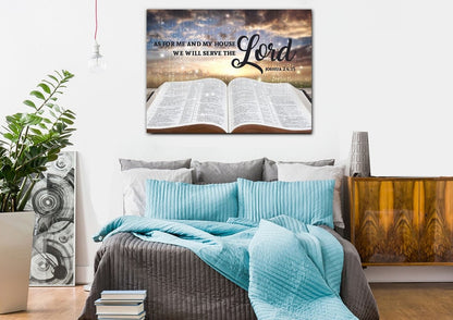 On The Bible As For Me And My House We Will Serve The Lord Wall Art - Christian Canvas Wall Art