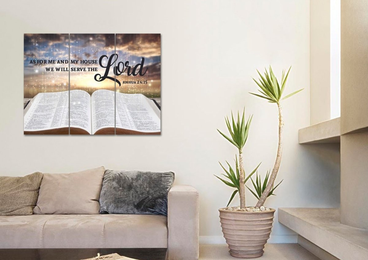 On The Bible As For Me And My House We Will Serve The Lord Wall Art - Christian Canvas Wall Art