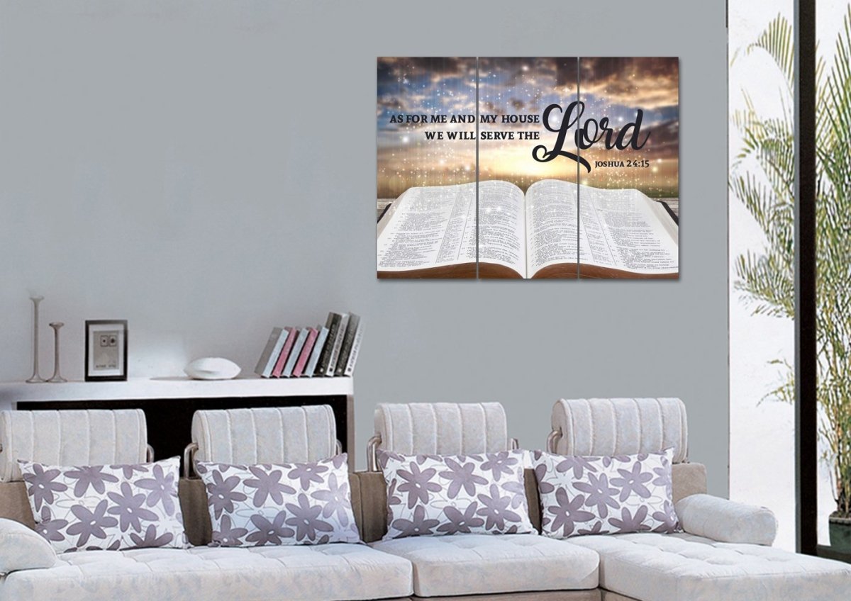 On The Bible As For Me And My House We Will Serve The Lord Wall Art - Christian Canvas Wall Art