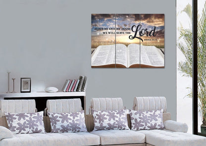 On The Bible As For Me And My House We Will Serve The Lord Wall Art - Christian Canvas Wall Art