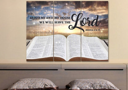 On The Bible As For Me And My House We Will Serve The Lord Wall Art - Christian Canvas Wall Art