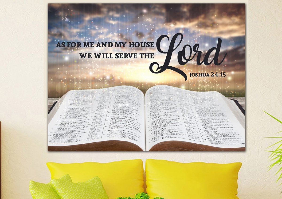 On The Bible As For Me And My House We Will Serve The Lord Wall Art - Christian Canvas Wall Art