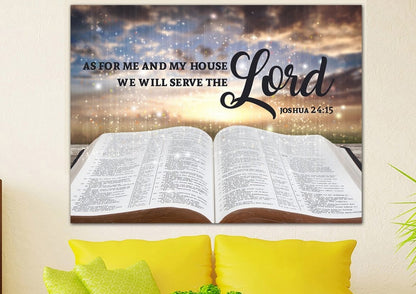 On The Bible As For Me And My House We Will Serve The Lord Wall Art - Christian Canvas Wall Art