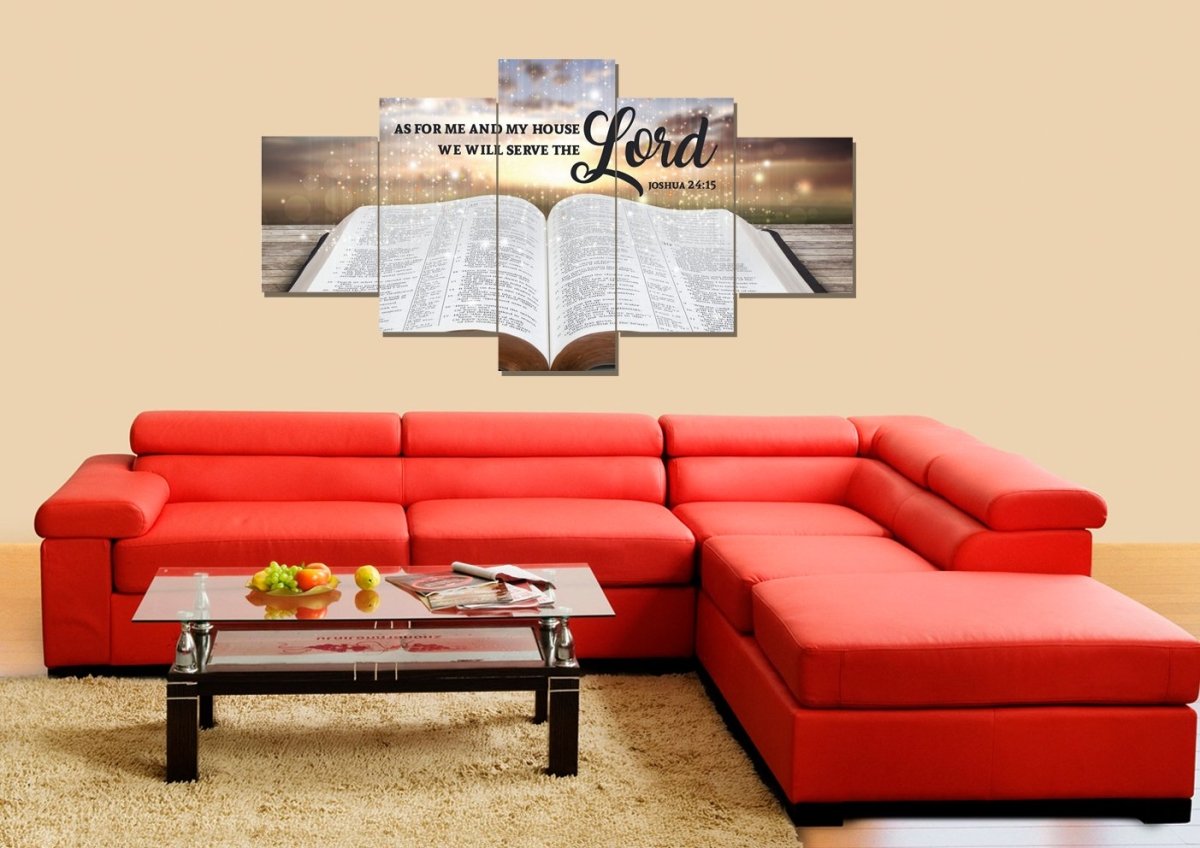On The Bible As For Me And My House We Will Serve The Lord Wall Art - Christian Canvas Wall Art