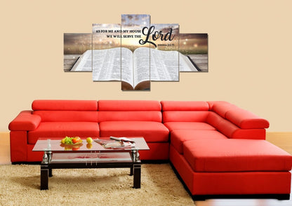 On The Bible As For Me And My House We Will Serve The Lord Wall Art - Christian Canvas Wall Art