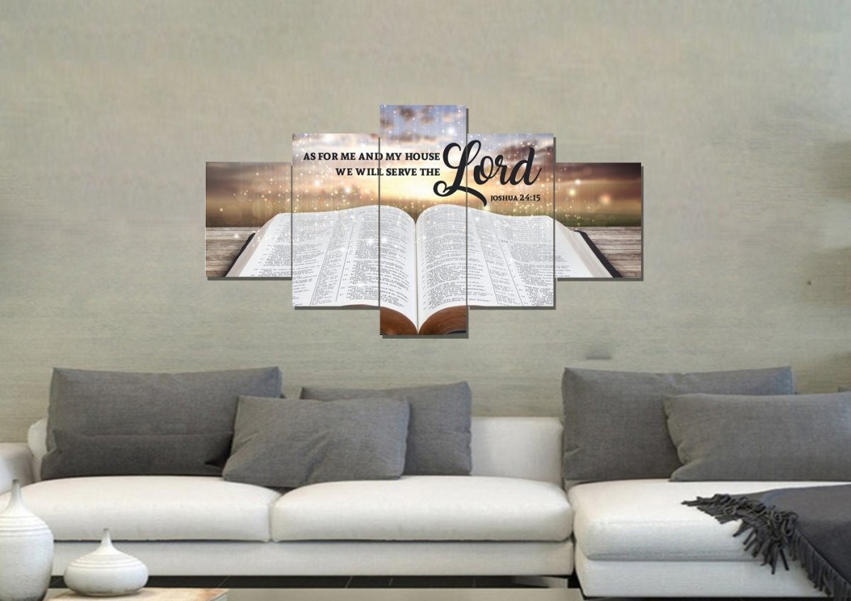 On The Bible As For Me And My House We Will Serve The Lord Wall Art - Christian Canvas Wall Art