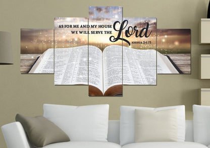 On The Bible As For Me And My House We Will Serve The Lord Wall Art - Christian Canvas Wall Art