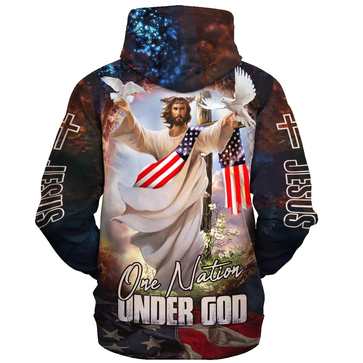 One Nation Under God - Jesus Dove 3d Hoodies - Jesus Hoodie - Men & Women Christian Hoodie - 3D Printed Hoodie