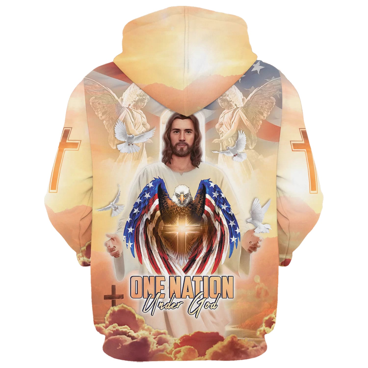 One Nation Under God - Jesus Dove And Angles Hoodies - Jesus Hoodie - Men & Women Christian Hoodie - 3D Printed Hoodie