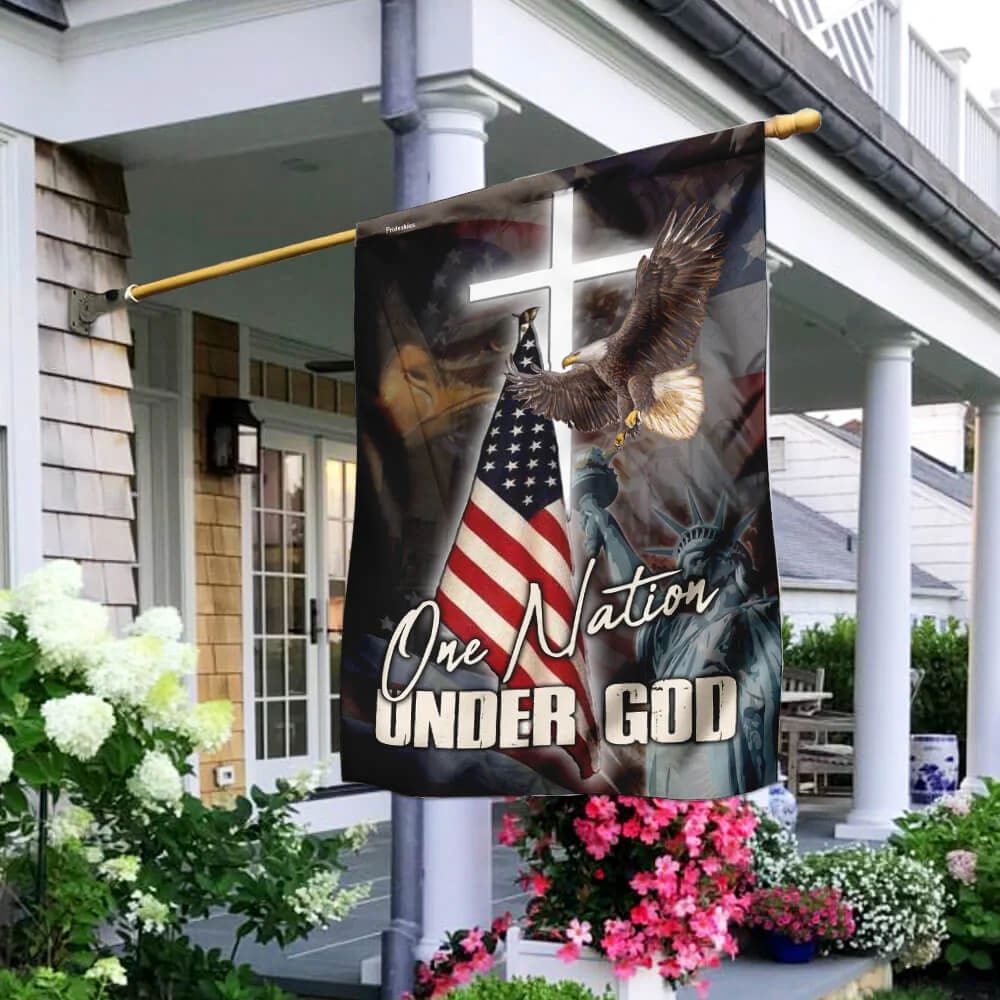 One Nation Under God America Flag - Christmas Garden Flag - Christmas House Flag - Christmas Outdoor Decoration