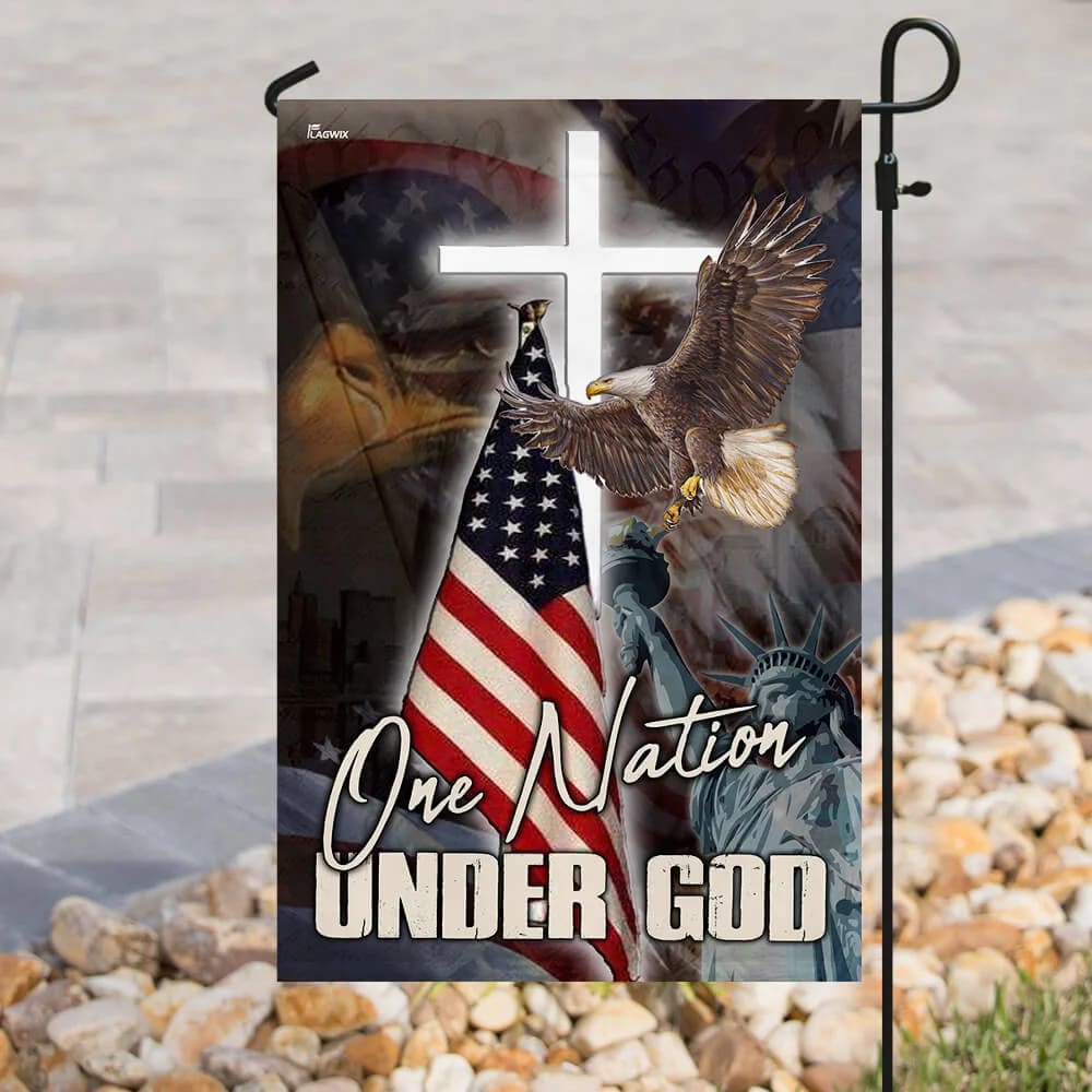 One Nation Under God America Flag - Christmas Garden Flag - Christmas House Flag - Christmas Outdoor Decoration