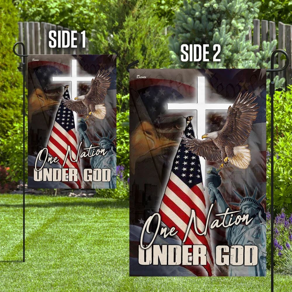 One Nation Under God America Flag - Christmas Garden Flag - Christmas House Flag - Christmas Outdoor Decoration