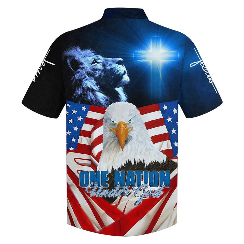 One Nation Under God American Eagle Hawaiian Shirt - Best Hawaiian Shirts - Christian Hawaiian Shirt