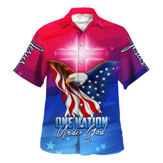 One Nation Under God American Eagle Hawaiian Shirt - Christian Hawaiian Shirt - Best Hawaiian Shirts