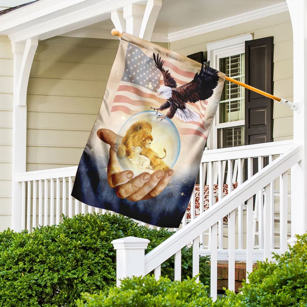 One Nation Under God American Eagle Jesus House Flag - Christian Garden Flags - Outdoor Religious Flags