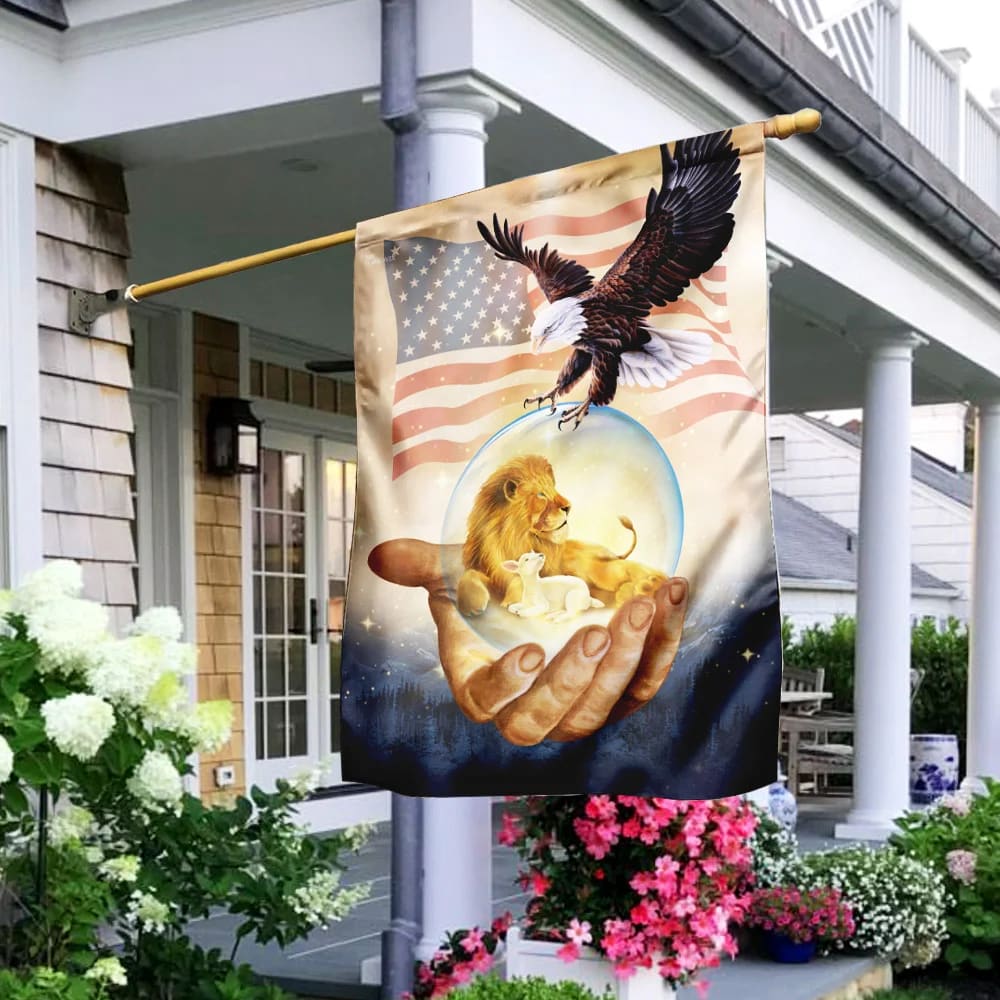 One Nation Under God American Eagle Jesus House Flag - Christian Garden Flags - Outdoor Religious Flags