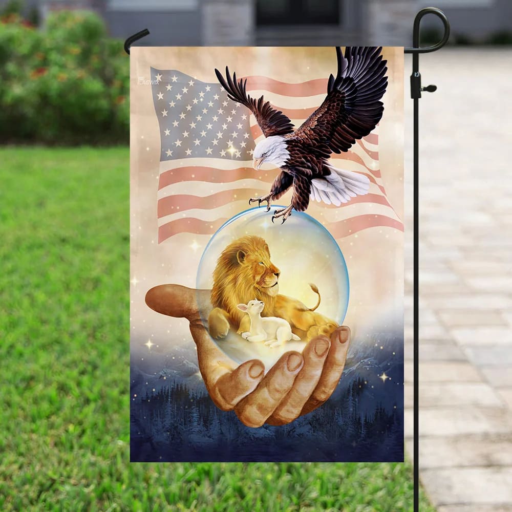 One Nation Under God American Eagle Jesus House Flag - Christian Garden Flags - Outdoor Religious Flags