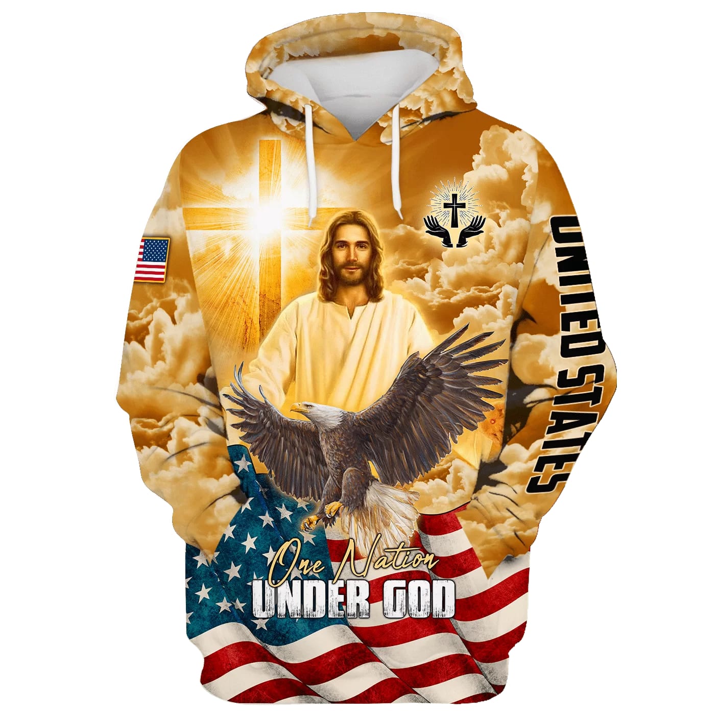 One Nation Under God American Eagle Patriotic Hoodie - Men & Women Christian Hoodie - 3D Printed Hoodie